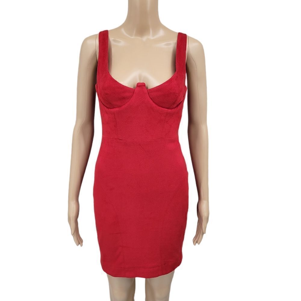 House of CB Red Santa Suedette Bustier Dress Women's Size Small Valentine's Day